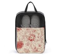 Bolsa de zapatos vintage con flores rojas y hojas de vid para viajes, uso diario, bolsa de almacenamiento antipolvo para zapatos de golf