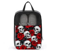 Bolsa de zapatos vintage de calaveras y rosas rojas para viajes, uso diario, bolsa de almacenamiento antipolvo para zapatos de golf