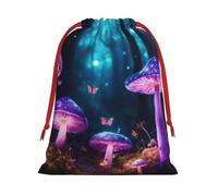 Bolsa decorativa con cordón para regalo con estampado de hongos mágicos para fiestas, cumpleaños, aniversarios