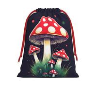 Bolsa decorativa con cordón para regalo con estampado de hongos mágicos para fiestas, cumpleaños, aniversarios