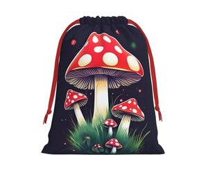 Bolsa decorativa con cordón para regalo con estampado de hongos mágicos para fiestas, cumpleaños, aniversarios