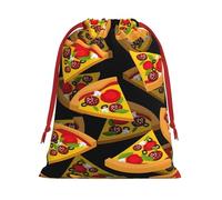 Bolsa decorativa con cordón para regalo con impresión 3D de pizza, para fiestas, cumpleaños, aniversarios