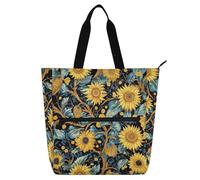 Bolsa decorativa para libros para niños, niñas, mujeres, girasoles, safari, grande, reutilizable, bolsa de comestibles con cremallera para la escuela, trabajo, viajes, arco iris para libros de libros