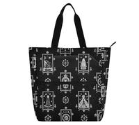 Bolsa decorativa para libros para niños, niñas y mujeres, tarot astrológico negro gótico, resistente, resistente, bolsa de biblioteca para la escuela y el tiempo de juego, bolso arcoíris para libros