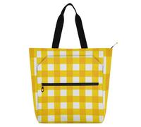 Bolsa decorativa para libros para niños y adultos, a cuadros, safari, impermeable, bolsa de hombro con cremallera para escuela, compras, viajes, arco iris