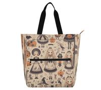Bolsa decorativa para niños, bolsa de piano para niños, mujeres y hombres, muñeca gótica amarilla de Halloween, calabaza, bolsa grande de actividades para niños, bolsa de arte con cremallera para