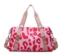 Bolsa Deporte Bolso de Viaje de Moda for Mujer, Bolso Grande de Nailon con Estampado de Leopardo, Bolso de Mano Deportivo, Bolso de Gimnasio, Bolso Rosa for Yoga y Fin de Semana.(Pink)