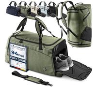 Bolsa Deporte Fitness + Mochila Función y Compartimento para Zapatos: Separada Seco y Humedo | 40/60L Deportivo Viaje Gimnasio Natacion Fin de Semana Travel Duffle Bag Equipaje Mano| Hombre Mujer