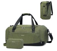 Bolsa Deporte Gimnasio Mochila Hombre Bolsa de Viaje Mujer Grande Gym Bag con Zapatos y Compartimentos Húmedos Correa de Hombro Ajustable con un Pequeño Neceser, Ejercito Verde