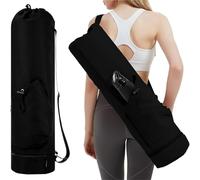Bolsa Deporte Mujer Large Capacity Exercise Yoga Mat Bag Multifunction Storage Waterproof Full-Zip(Black)