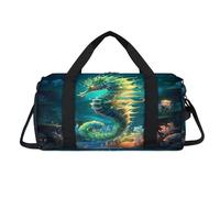 Bolsa deportiva 3D Oceans Sea Horse con compartimento para zapatos, bolsa de fin de semana, viajes, gimnasio, organizador de equipaje para mujeres, hombres, niños y niñas