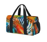 Bolsa deportiva abstracta con diseño de cebra arcoíris, para fin de semana, para la noche, para viajes, gimnasio, para niños, niñas, niños, mujeres y hombres