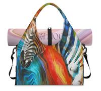 Bolsa deportiva abstracta con diseño de cebra arcoíris para mujeres y hombres, bolsa de fin de semana con compartimento para zapatos, bolsa de hombro para yoga, gimnasio, viajes, color, L, Organizador