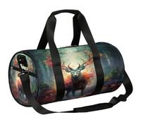 Bolsa deportiva abstracta de alce para gimnasio, bolsa de lona ligera para el hombro, bolsa de viaje para hombres y mujeres (ciervo de flores), Alce abstracto, 17.6(L) x 9(W) x 9(H) inch
