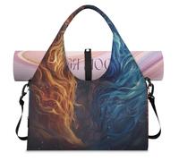 Bolsa deportiva abstracta de dos leones para mujeres y hombres, bolsa de fin de semana con compartimento para zapatos, bolsa de hombro para yoga, gimnasio, viajes, color, L, Organizador de bolsas
