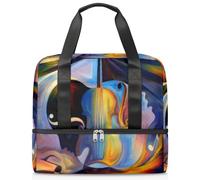 Bolsa deportiva abstracta de música humana para mujeres, hombres y niños, Kirls colorida música fin de semana, bolsas de noche separadas para mojado, bolsa de mano de 21 L para viajes, gimnasio, yoga,