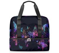 Bolsa deportiva colorida con diseño de mariposas y estrellas para mujeres, hombres, niños y niñas, 21 L, para fin de semana, para viajes, gimnasio, yoga, color, Big, Organizador de bolsas