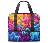 Bolsa deportiva colorida con patrón abstracto para mujeres, hombres, niños y niñas, 21 L, bolsa de fin de semana, bolsa de viaje separada para viajes, gimnasio, yoga, color, Big, Organizador de bolsas