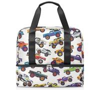 Bolsa deportiva colorida de Monster Trucks para mujeres, hombres, niños y niñas, 21 L, para fin de semana, para viajes, gimnasio, yoga, color, Big, Organizador de bolsas