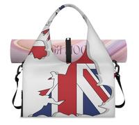 Bolsa deportiva con bandera de mapa del Reino Unido con compartimento para zapatos, bandera británica, bolsa de equipaje para gimnasio, yoga, viajes, color, L, Bolsa de viaje