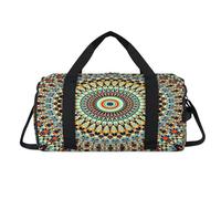 Bolsa deportiva con diseño abstracto de mandala redonda con compartimento para zapatos, diseño de mandala, para fin de semana, viajes, gimnasio, organizador de equipaje para mujeres, hombres, niños y