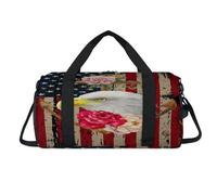 Bolsa deportiva con diseño de bandera americana, águila calva y rosa, con compartimento para zapatos, bolsa de fin de semana, viajes, gimnasio, organizador de equipaje para mujeres, hombres, niños y