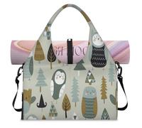 Bolsa deportiva con diseño de búho de dibujos animados con compartimento para zapatos, diseño de búho, lindo fin de semana, bolsa de equipaje para gimnasio, yoga, viajes, color, L, Bolsa de viaje