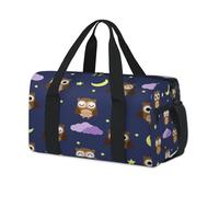 Bolsa deportiva con diseño de búhos, luna, estrellas, nube, búhos, lindo fin de semana, para la noche, informal, viajes, gimnasio, para niños, niñas, mujeres, hombres