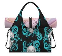 Bolsa deportiva con diseño de calavera de pulpo para mujeres y hombres, bolsa de fin de semana con compartimento para zapatos, bolsa de hombro para yoga, gimnasio, viajes, color, L, Organizador de