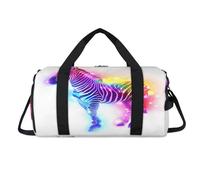 Bolsa deportiva con diseño de cebra arcoíris con compartimento para zapatos, bolsa de fin de semana, viajes, gimnasio, organizador de equipaje para mujeres, hombres, niños y niñas