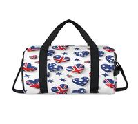 Bolsa deportiva con diseño de corazón con bandera australiana con compartimento para zapatos, bolsa de fin de semana, bolsa de viaje, gimnasio, organizador de equipaje para mujeres, hombres, niños y