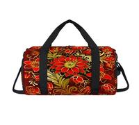 Bolsa deportiva con diseño de flores tropicales, color rojo flora, con compartimento para zapatos, bolsa de fin de semana, viajes, gimnasio, organizador de equipaje, para mujeres, hombres, niños y