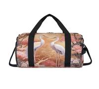 Bolsa deportiva con diseño de grullas de flores japonesas con compartimento para zapatos, bolsas de fin de semana, viajes, gimnasio, organizador de equipaje para mujeres, hombres, niños y niñas