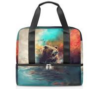 Bolsa deportiva con diseño de oso para mujeres, hombres, niños y niñas, 21 L, bolsa de fin de semana, bolsa de viaje separada para viajes, gimnasio, yoga, color, Big, Organizador de bolsas