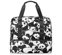 Bolsa deportiva con diseño de pandas de animales para mujeres y hombres, bolsa de viaje con compartimento para zapatos, bolsa de entrenamiento de gran capacidad para fitness, yoga, natación, fin de