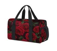 Bolsa deportiva con diseño de rosas rojas, para fin de semana, para pasar la noche, para viajes, gimnasio, para niños, niñas, niños, mujeres y hombres