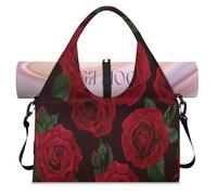 Bolsa deportiva con diseño de rosas rojas para mujeres y hombres, bolsa de fin de semana con compartimento para zapatos, bolsa de equipaje para yoga, gimnasio, viajes, color, L, Organizador de bolsas