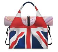 Bolsa deportiva con estampado abstracto de la bandera del Reino Unido con compartimento para zapatos, bolsa de fin de semana, bolsa de equipaje para gimnasio, yoga, viajes, color, L, Bolsa de viaje
