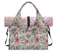 Bolsa deportiva con estampado de animales rosas con compartimento para zapatos, leopardo rosa, bolsa de fin de semana, bolsa de equipaje para gimnasio, yoga, viajes, color, L, Bolsa de viaje