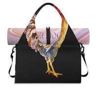Bolsa deportiva con estampado de gallo para mujeres y hombres, bolsa de fin de semana con compartimento para zapatos, bolsa de equipaje para yoga, gimnasio, viajes, color, L, Organizador de bolsas