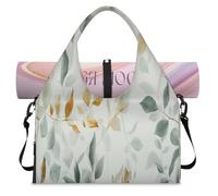 Bolsa deportiva con estampado de hojas de eucalipto para mujeres y hombres, bolsa de fin de semana con compartimento para zapatos, bolsa de hombro para yoga, gimnasio, viajes, color, L, Organizador de