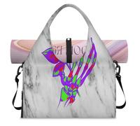 Bolsa deportiva con estampado de mármol con compartimento para zapatos, calavera de mármol, rosa, fin de semana, bolsa de equipaje para gimnasio, yoga, viajes, color, L, Bolsa de viaje