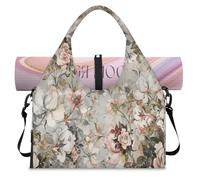 Bolsa deportiva con estampado de rosas y flores para mujeres y hombres, bolsa de viaje con compartimento para zapatos, bolsa de hombro para yoga, gimnasio, viajes, color, L, Organizador de bolsas