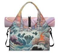 Bolsa deportiva con estampado de tigre y animal mítico con compartimento para zapatos, bolsa de fin de semana, bolsa de equipaje para gimnasio, yoga, viajes, color, L, Bolsa de viaje