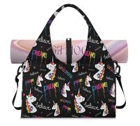 Bolsa deportiva con estampado de unicornios mágicos para mujeres y hombres, bolsa de fin de semana con compartimento para zapatos, bolsa de equipaje para yoga, gimnasio, viajes, color, L, Organizador