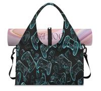 Bolsa deportiva con estampado de videojuegos con compartimento para zapatos, fin de semana, bolsa de equipaje para gimnasio, yoga, viajes, color, L, Bolsa de viaje