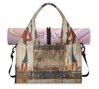 Bolsa deportiva con estampado del antiguo Egipto con compartimento para zapatos, bolsa de fin de semana, bolsa de equipaje para gimnasio, yoga, viajes, color, L, Bolsa de viaje
