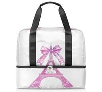 Bolsa deportiva con nudo de lazo de la Torre Eiffel para mujeres, hombres, niños y niñas, 21 L, bolsa de fin de semana, bolsa húmeda separada para viajes, gimnasio, yoga, color, Big, Organizador de