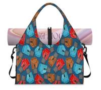 Bolsa deportiva con patrón de boxeo con compartimento para zapatos, boxeo, deportes, fin de semana, bolsa de equipaje para gimnasio, yoga, viajes, color, L, Bolsa de viaje
