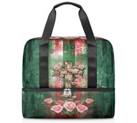 Bolsa deportiva con patrón de cruz de rosas para mujeres, hombres, niños y niñas, 21 L, bolsa de viaje separada para viajes, gimnasio, yoga, color, Big, Organizador de bolsas